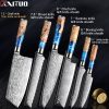 XITUO Kitchen Knives-Set Damascus Steel VG10 Chef Knife Cleaver Paring Bread Knife Blue Resin and Color Wood Handle Cooking Tool - Image 13