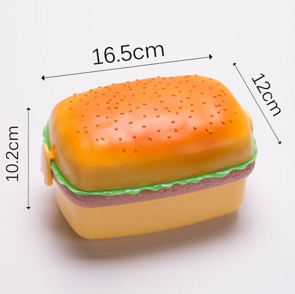 Cute Hamburger Three-Layer Portable Lunch Box Student Lunch Box Fruit Box Cartoon Children's Lunch Box Can Be Heated - Image 3