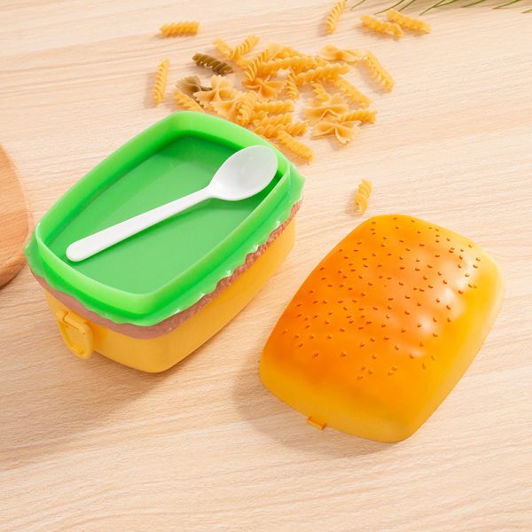 Cute Hamburger Three-Layer Portable Lunch Box Student Lunch Box Fruit Box Cartoon Children's Lunch Box Can Be Heated - Image 4
