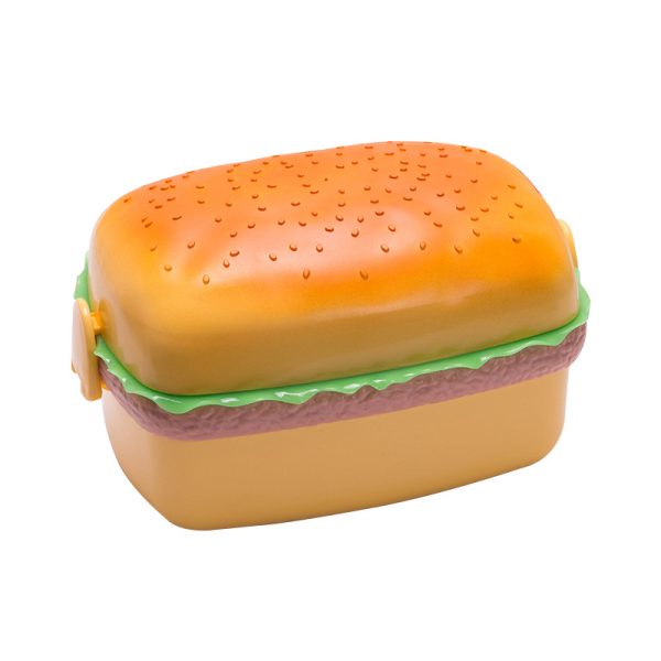 Cute Hamburger Three-Layer Portable Lunch Box Student Lunch Box Fruit Box Cartoon Children's Lunch Box Can Be Heated - Image 5