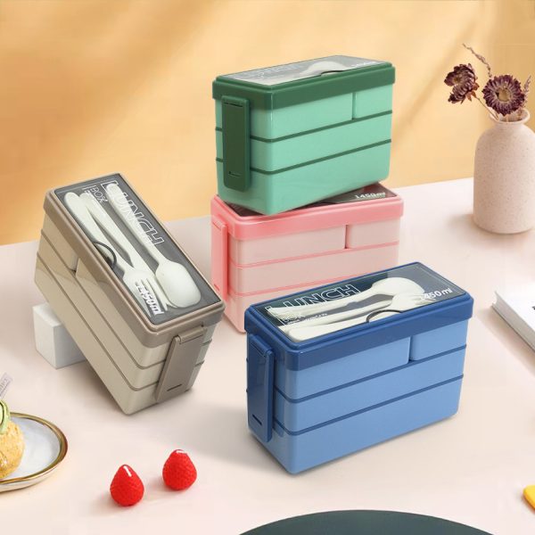 Portable microwaveable three-layer lunch box lunch box - Image 2