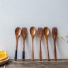 Japanese Nanmu Winding Spoon and Fork Set Wooden Coffee Stirring Spoon Wooden Spoon and Fork