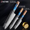 XITUO Kitchen Knives-Set Damascus Steel VG10 Chef Knife Cleaver Paring Bread Knife Blue Resin and Color Wood Handle Cooking Tool - Image 10