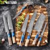 XITUO Kitchen Knives-Set Damascus Steel VG10 Chef Knife Cleaver Paring Bread Knife Blue Resin and Color Wood Handle Cooking Tool - Image 2