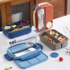 Student Japanese sealed four-compartment plastic lunch box bento box microwaveable lunch box - Image 3