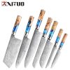 XITUO Kitchen Knives-Set Damascus Steel VG10 Chef Knife Cleaver Paring Bread Knife Blue Resin and Color Wood Handle Cooking Tool - Image 6