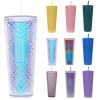 Large Capacity Coffee Cup 710ml Durian Cup Diamond Creative Plastic Straw Cup with Lid Reusable Mug